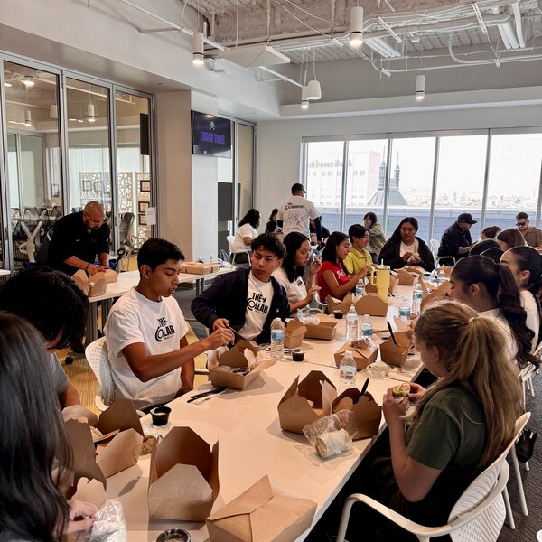 Students making new friendships and creating community through one of our Collab Sessions.