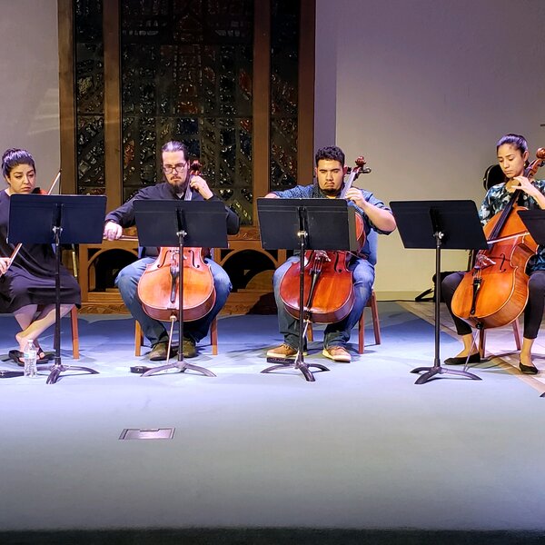 Strings talk -- string players who performed OM/NI compositions for the composer competition.