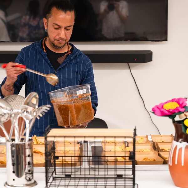 Chef Matteo Herrera in the MACC Teaching Kitchen