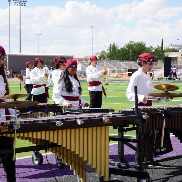 Front ensemble at the first marching competition of the year