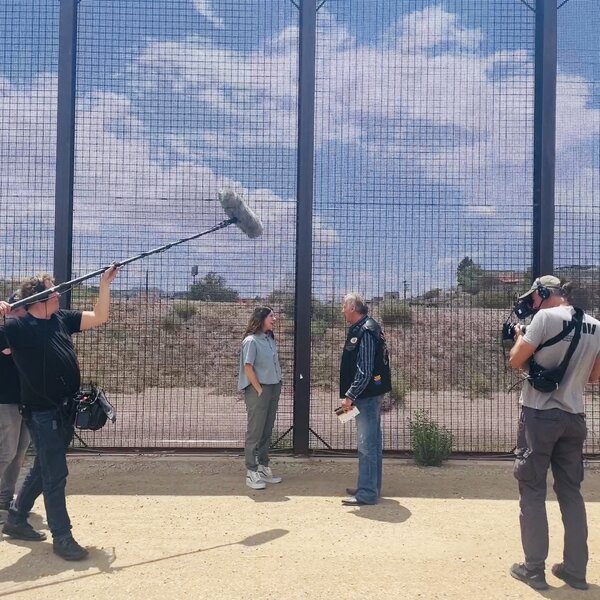 Monica Lozano being interviewed for an Austrian/German Film Documentary on the border.